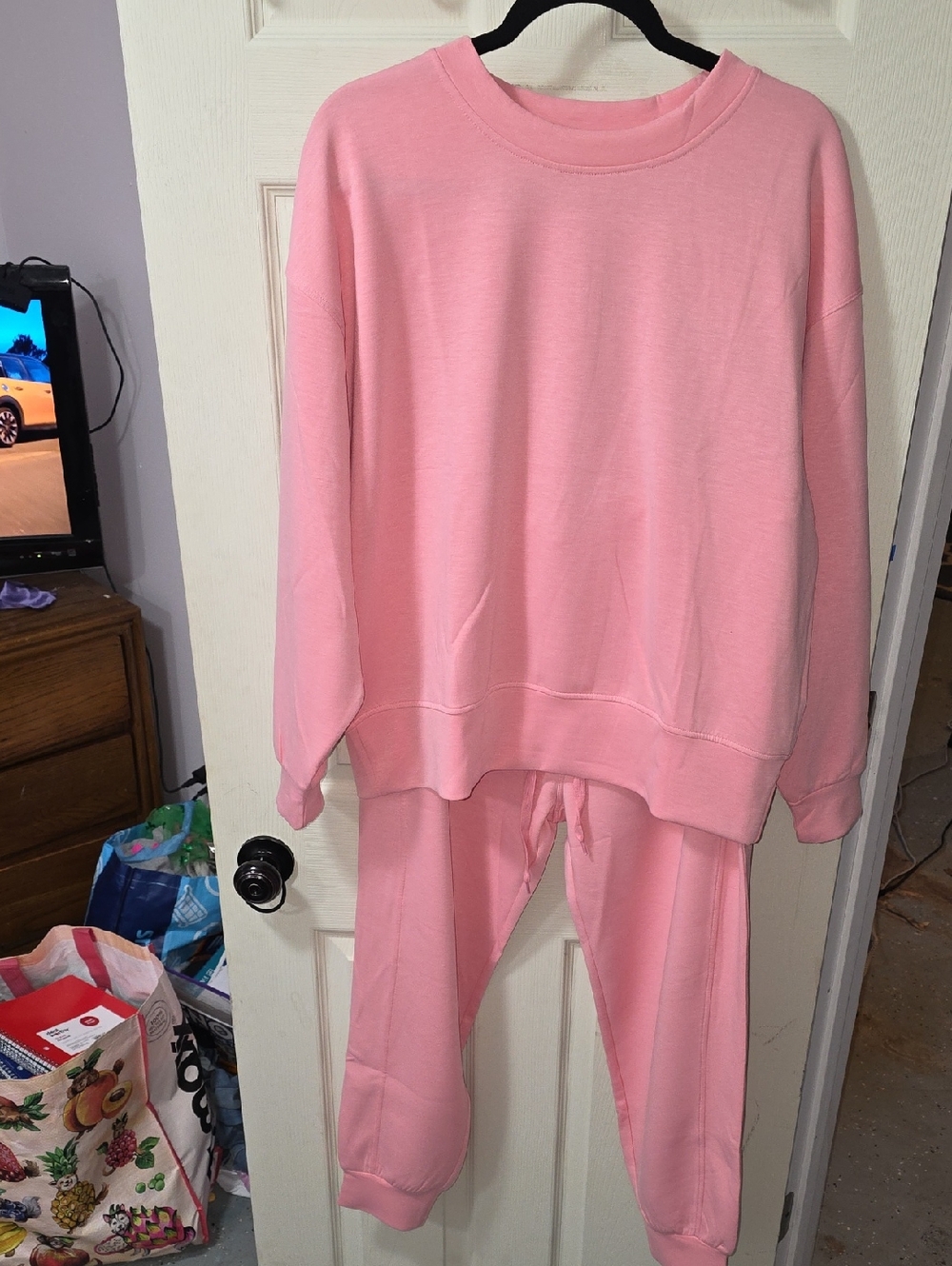 Zenana 2-piece Set Soft Pink Drawstring Jogger Sweatpants Size XL